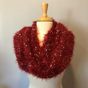 Red handmade infinity scarf